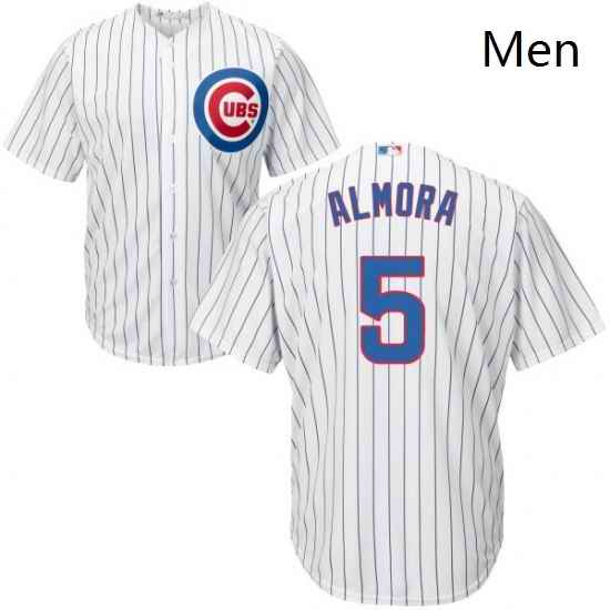 Mens Majestic Chicago Cubs 5 Albert Almora Jr Replica White Home Cool Base MLB Jersey